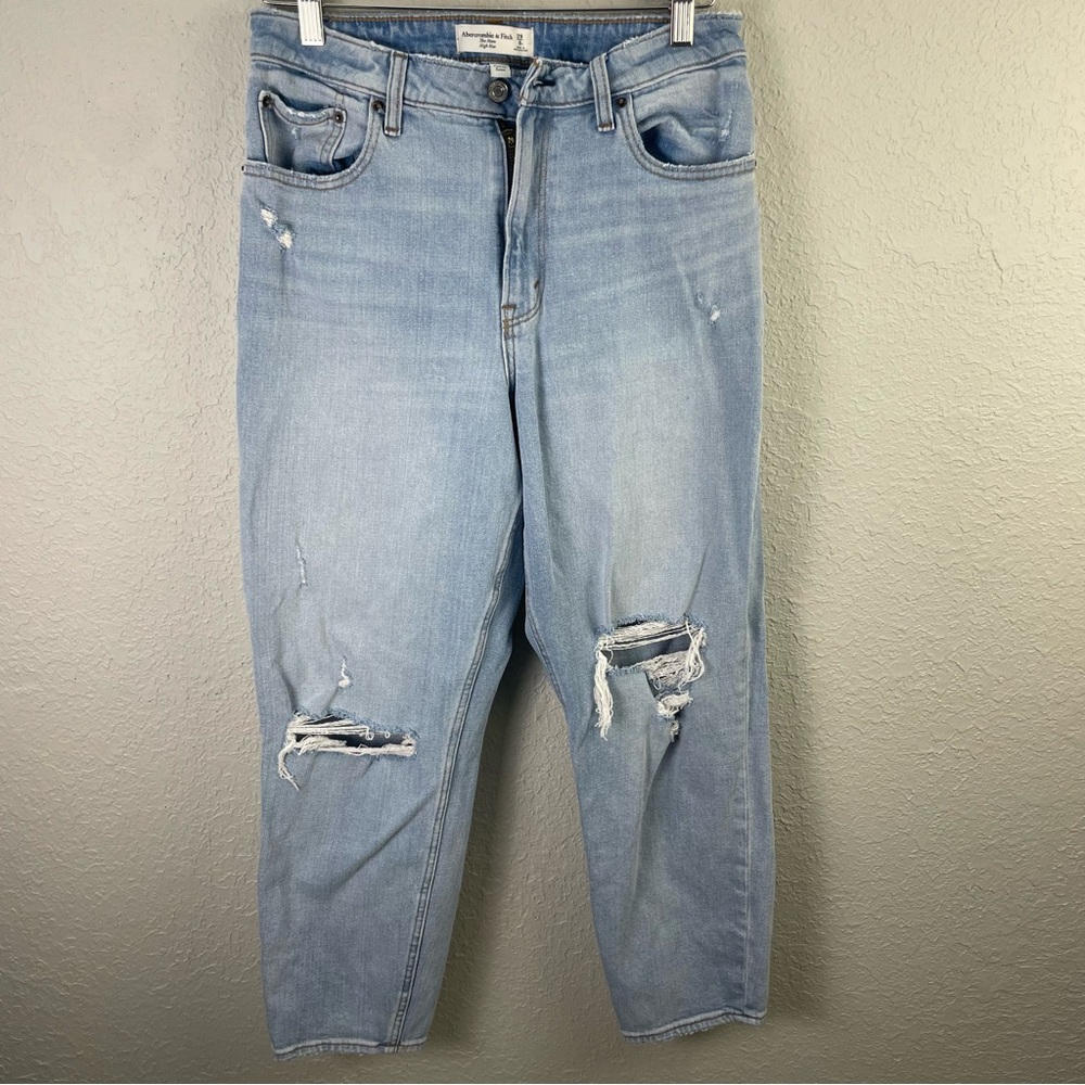 Abercrombie & Fitch Curve Love The Mom High Rise Jeans Size: 29 Distressed